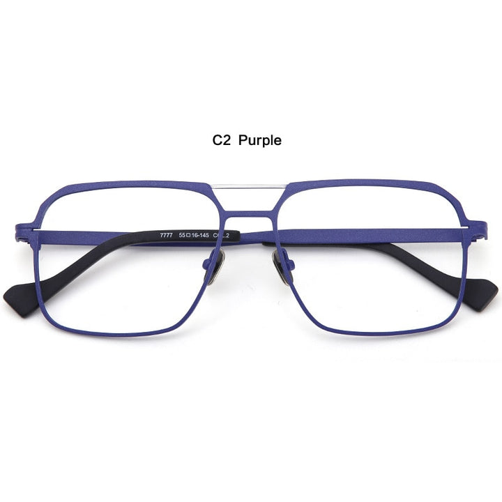 Muzz Unisex Full Rim Big Square Double Bridge  Titanium Eyeglasses 7777 Full Rim Muzz C2