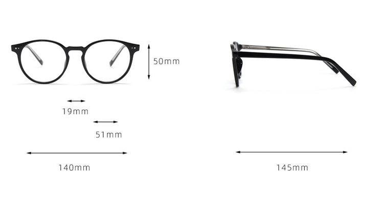 CCspace Unisex Full Rim Round Tr 90 Titanium Eyeglasses 55868 Full Rim CCspace