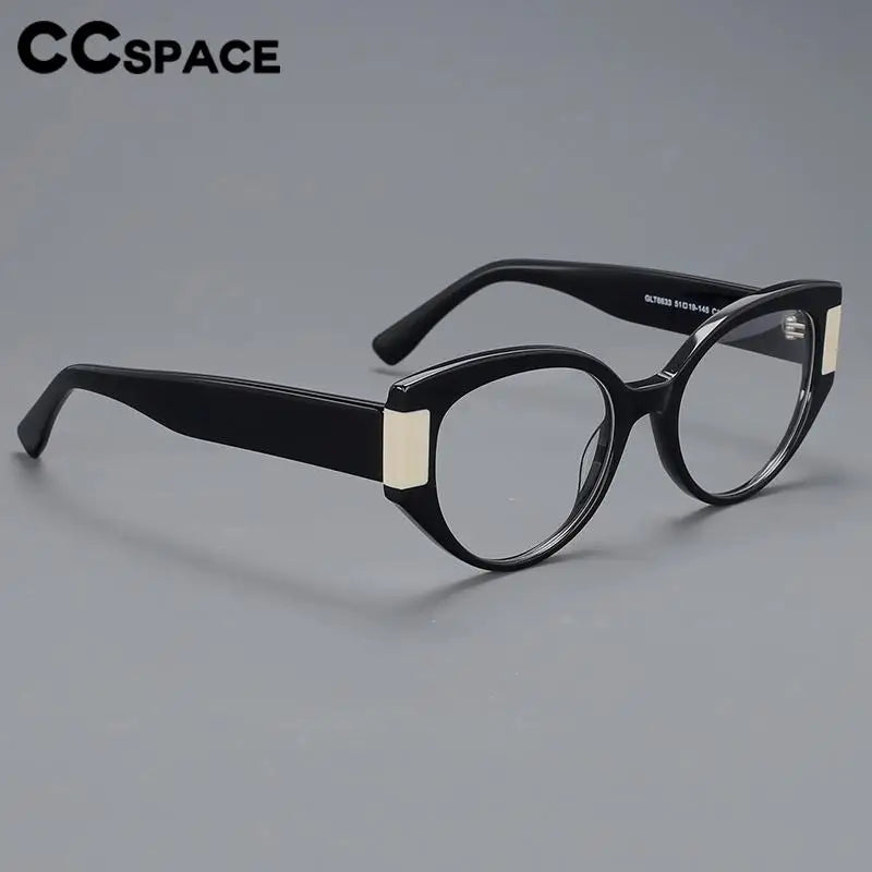CCspace Unisex Full Rim Cat Eye Acetate Titanium Eyeglasses 57203 Full Rim CCspace