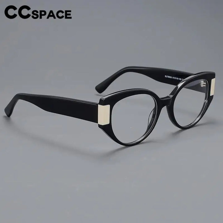 CCspace Unisex Full Rim Cat Eye Acetate Titanium Eyeglasses 57203 Full Rim CCspace