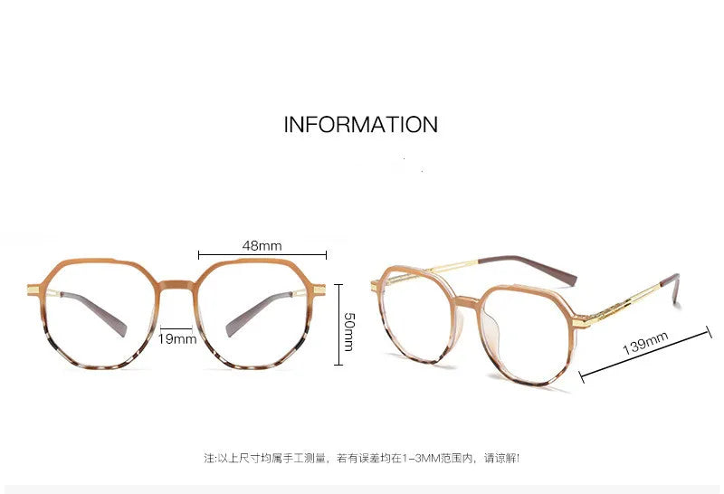 Kocolior Unisex Full Rim Polygon Alloy Tr 90 Eyeglasses 81317 Full Rim Kocolior