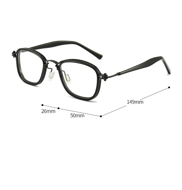 Cubojue Men's Full Rim Square Acetate Alloy Myopic Reading Glasses 2202m Reading Glasses Cubojue   