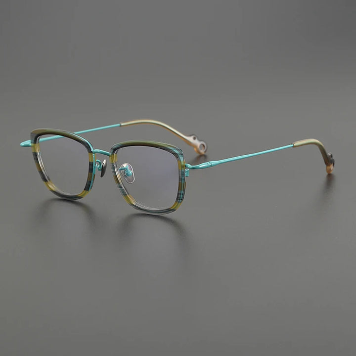 Gatenac Unisex Full Rim Cat Eye Acetate Titanium Eyeglasses Gxyj1458 Full Rim Gatenac Stripe