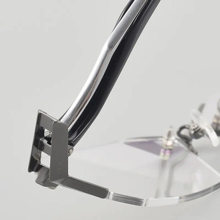 Muzz Men's Rimless Square Titanium Acetate Eyeglasses 1141w Rimless Muzz