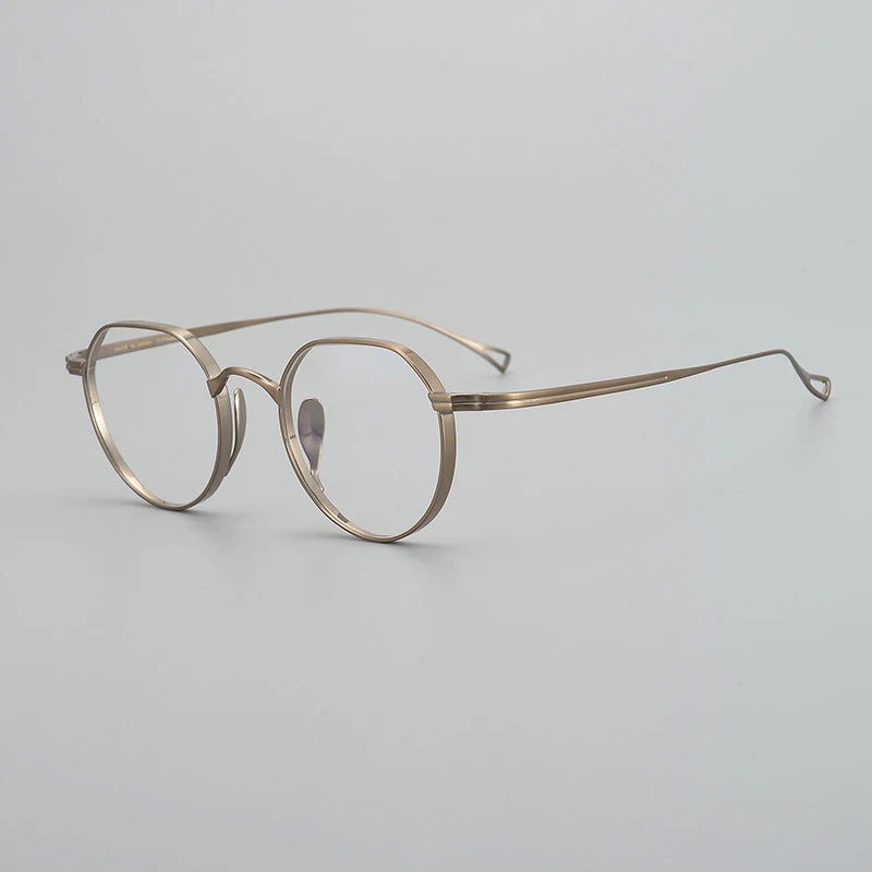 Gatenac Unisex Full Rim Small Flat Top Round Titanium Eyeglasses Gxyj1449 Full Rim Gatenac Bronze