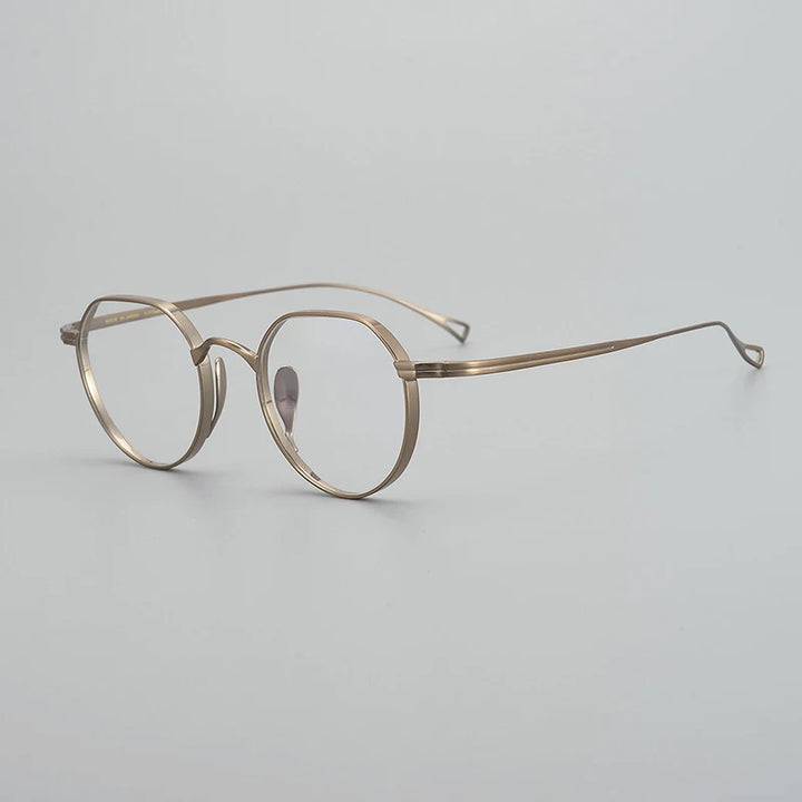 Gatenac Unisex Full Rim Small Flat Top Round Titanium Eyeglasses Gxyj1449 Full Rim Gatenac Bronze