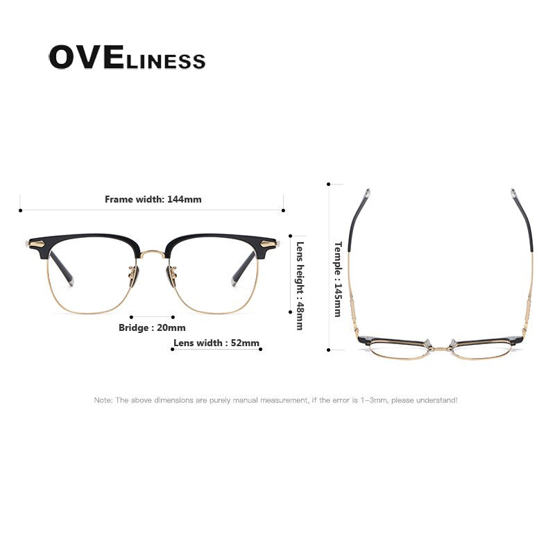 Oveliness Unisex Full Rim Square Acetate Titanium Eyeglasses 9701 Full Rim Oveliness
