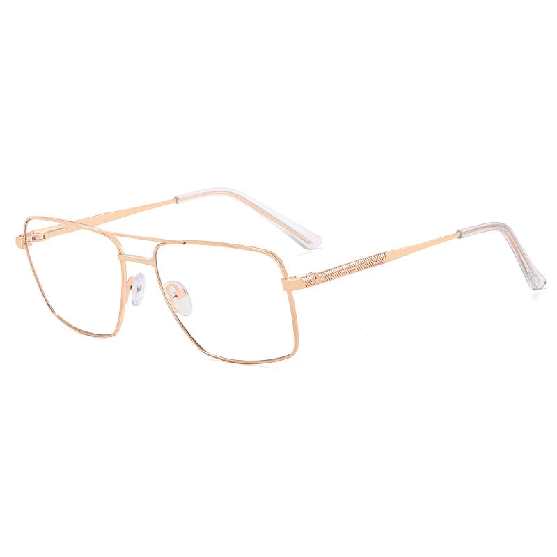 CCspace Unisex Full Rim Square Double Bridge Alloy Eyeglasses 57288 Full Rim CCspace Gold