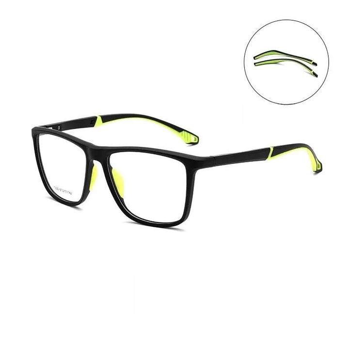 Yimaruili Men's Full Rim Square Tr 90 Sport Eyeglasses Y1230d Full Rim Yimaruili Eyeglasses Black Green  