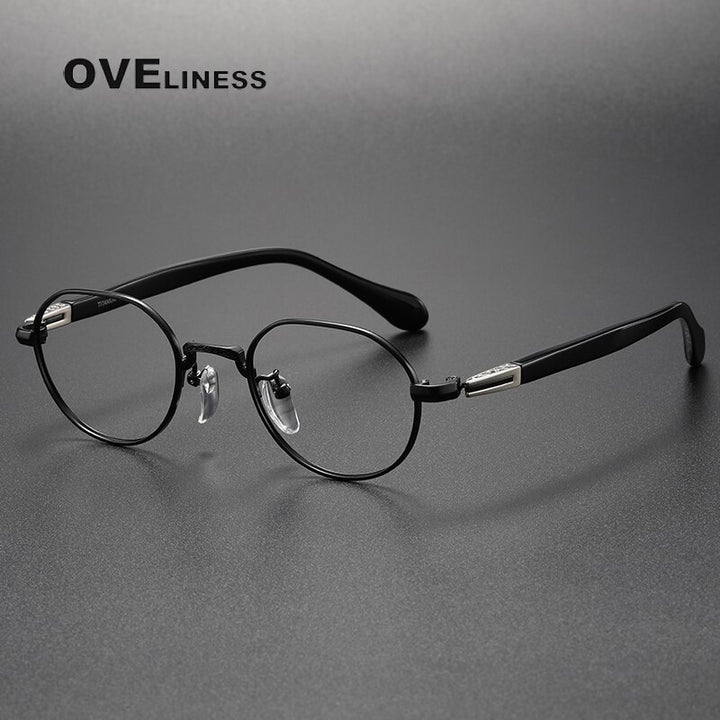 Oveliness Unisex Full Rim Square Acetate Titanium Eyeglasses Ks140 Full Rim Oveliness black