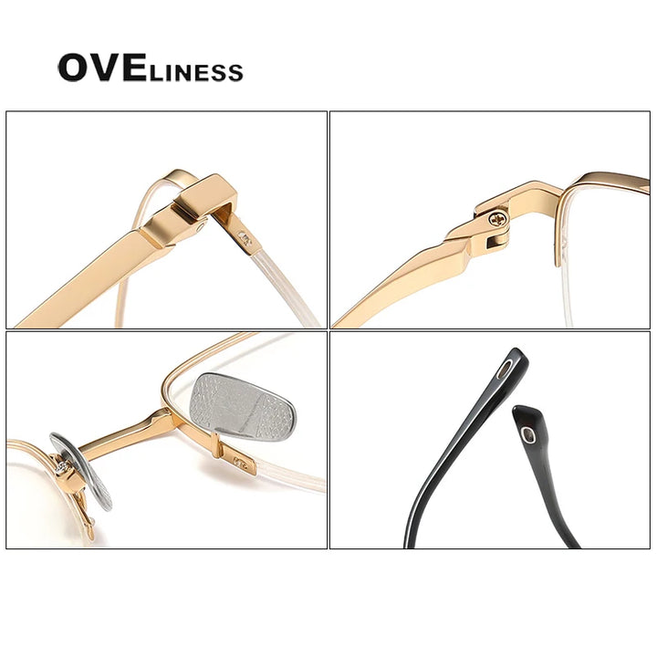 Oveliness Men's Semi Rim Square Titanium Eyeglasses 80930 Semi Rim Oveliness   