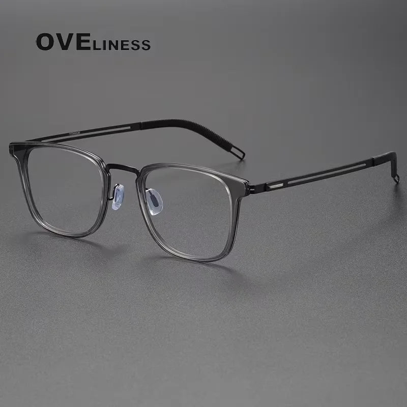 Oveliness Women's Full Rim Square Acetate Titanium Eyeglasses 82028