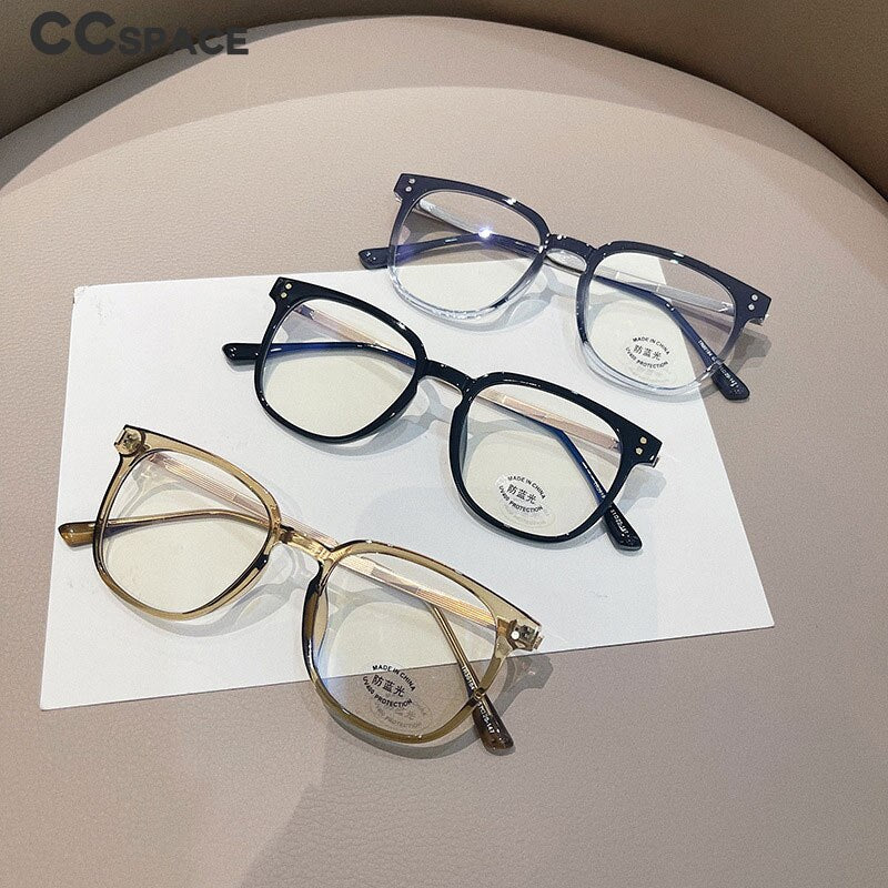 CCspace Unisex Full Rim Round Square Tr 90 Titanium Eyeglasses 55887 Full Rim CCspace