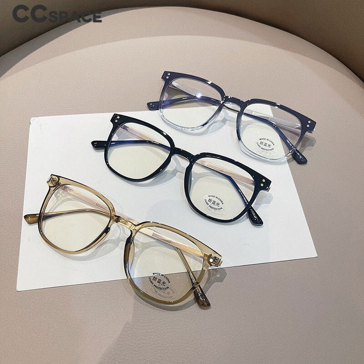 CCspace Unisex Full Rim Round Square Tr 90 Titanium Eyeglasses 55887 Full Rim CCspace