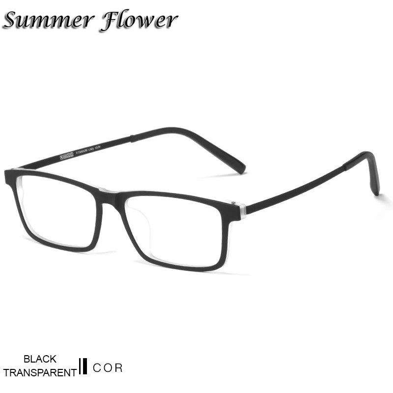 Summer Flower Unisex Full Rim Square Tr 90 Titanium Eyeglasses 88836 Full Rim Summer Flower Black Transparent