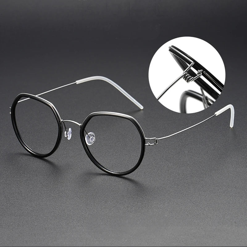 Black Mask Women's Full Rim Polygon Titanium Acetate Eyeglasses Bm6612 Full Rim Black Mask