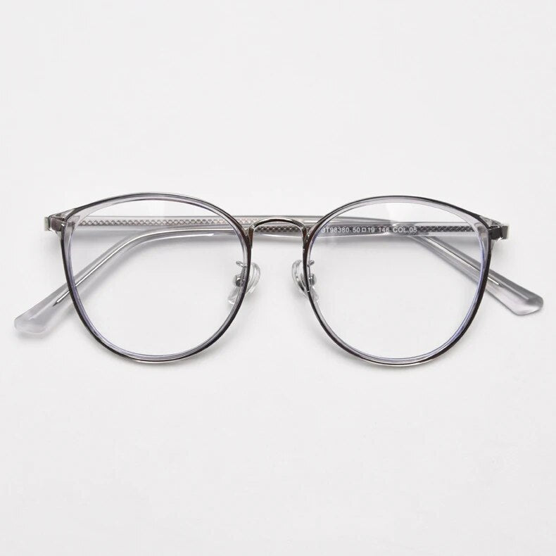 CCspace Unisex Full Rim Round Tr 90 Titanium Eyeglasses 57021 Full Rim CCspace C5Grey