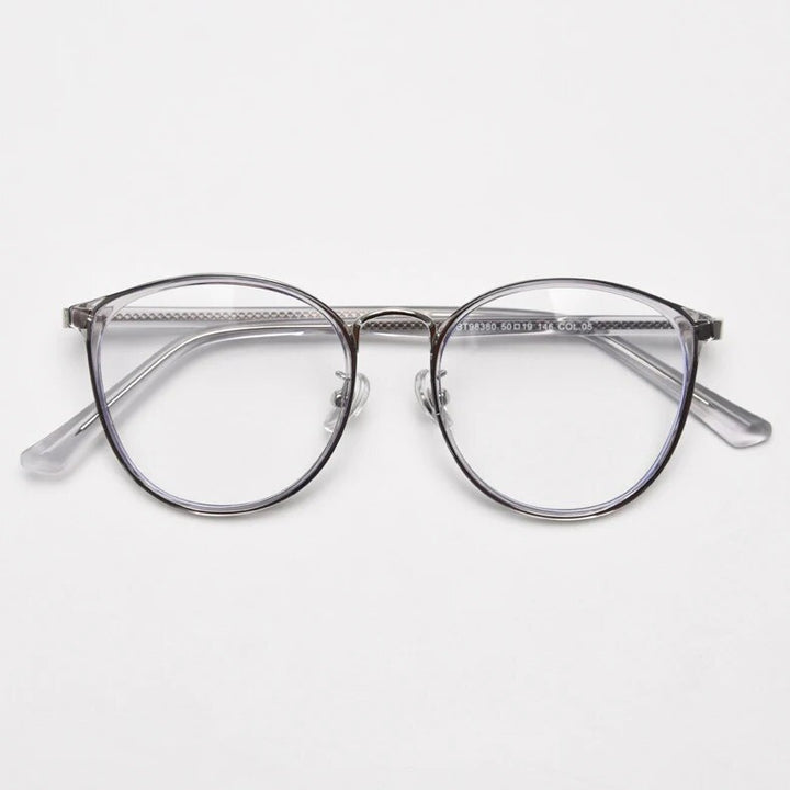 CCspace Unisex Full Rim Round Tr 90 Titanium Eyeglasses 57021 Full Rim CCspace C5Grey
