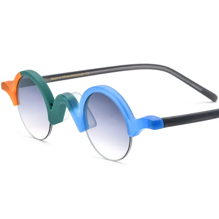 Nobler Women's Semi Rim Round Frosted Acetate Polarized Sunglasses 1928 Sunglasses Nobler C3