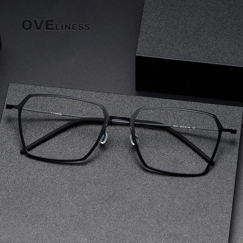 Oveliness Unisex Full RIm Polygon Screwless Titanium Eyeglasses 5514 Full Rim Oveliness