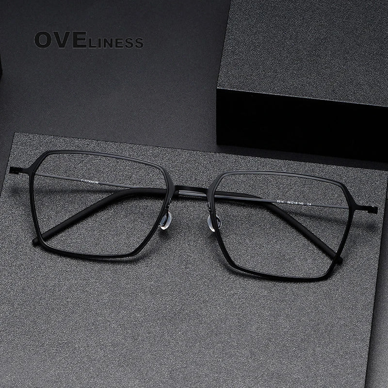 Oveliness Unisex Full RIm Polygon Screwless Titanium Eyeglasses 5514 Full Rim Oveliness   