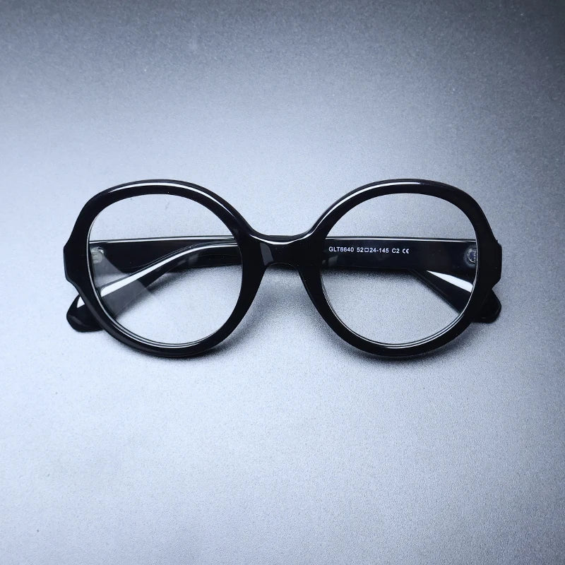 Gatenac Women's Full Rim Round Acetate Eyeglasses Gxyj1238 Full Rim Gatenac Black
