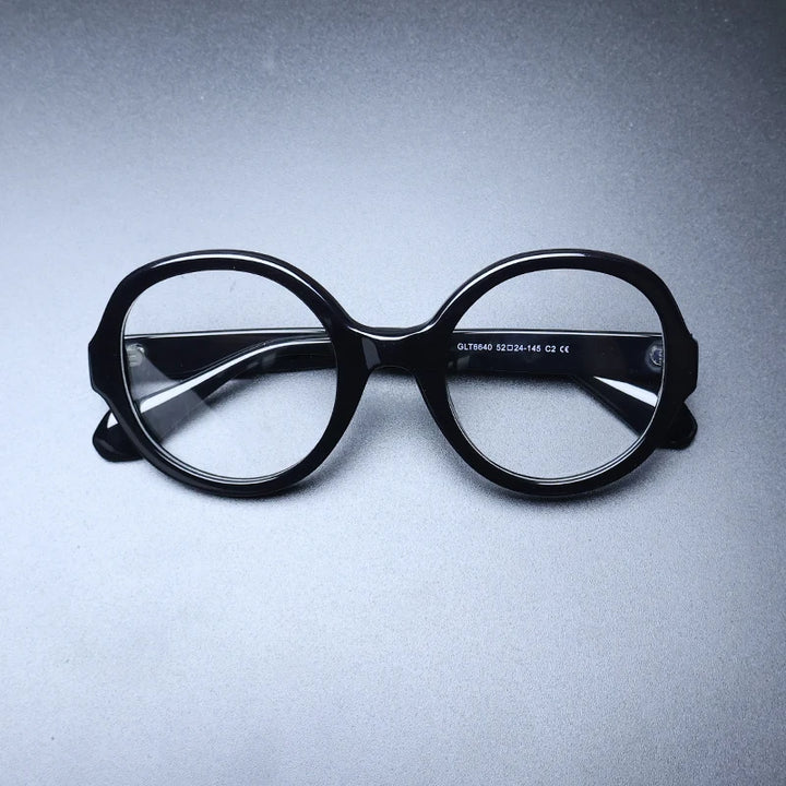 Gatenac Women's Full Rim Round Acetate Eyeglasses Gxyj1238 Full Rim Gatenac Black
