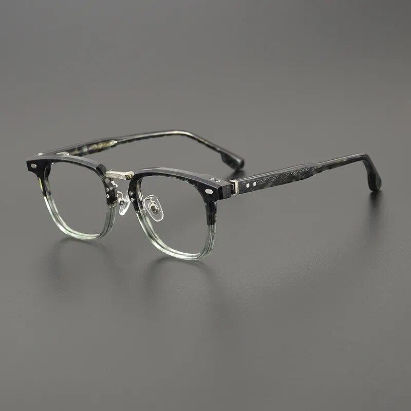 Gatenac Unisex Full Rim Square Titanium Acetate Eyeglasses Gxyj1130 Full Rim Gatenac Tortoise Green