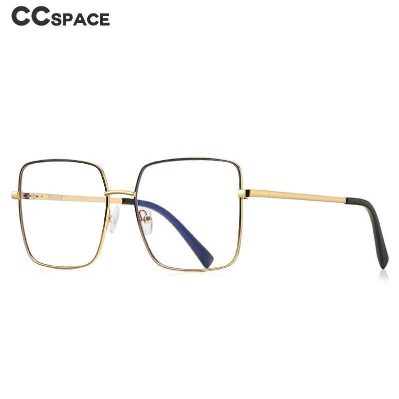 CCspace Unisex Full Rim Square Spring Hinge Alloy Eyeglasses 56270 Full Rim CCspace