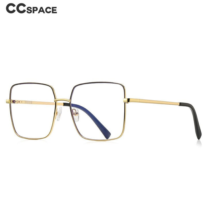 CCspace Unisex Full Rim Square Spring Hinge Alloy Eyeglasses 56270 Full Rim CCspace