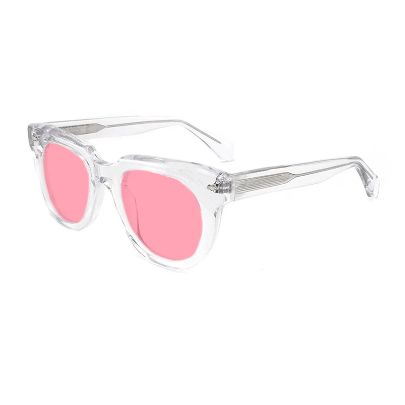 Gatenac Unisex Full Rim Square Acetate Polarized Sunglasses Mo17 Sunglasses Gatenac Transparent  Pink