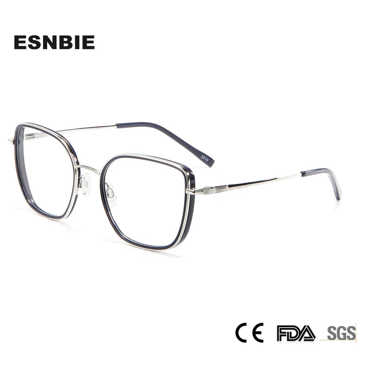 Esnbie Unisex Full Rim Square Cat Eye Titanium Eyeglasses 22029 Full Rim Esnbie