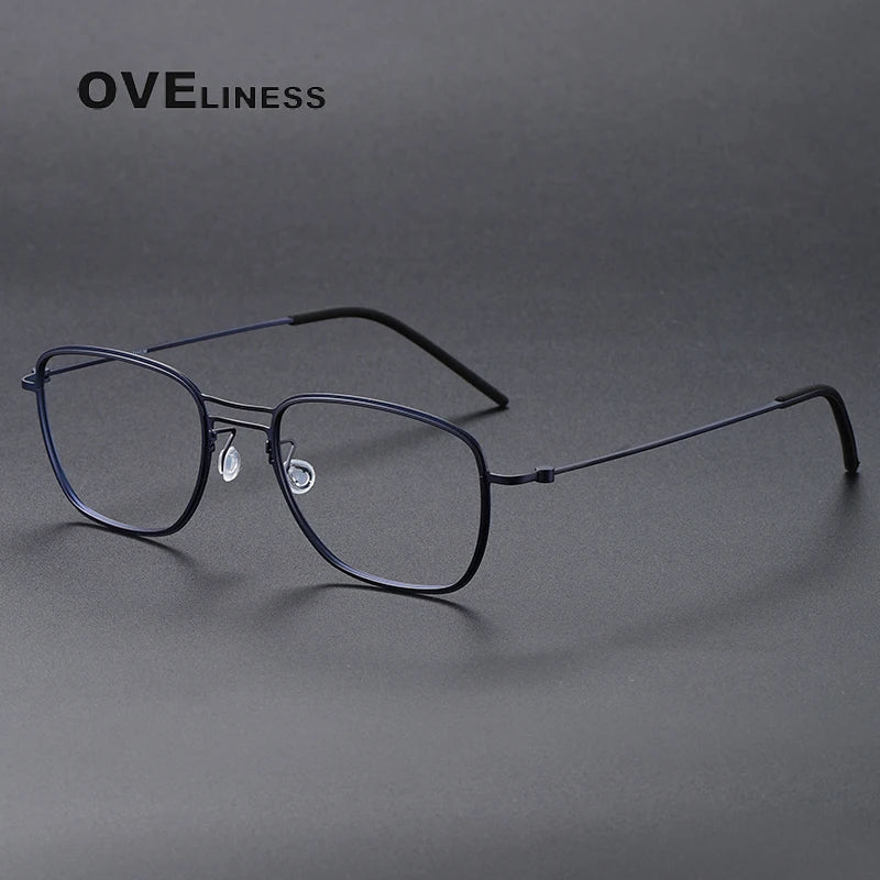 Oveliness Unisex Full Rim Square Screwless Titanium Eyeglasses 5524 Full Rim Oveliness blue  
