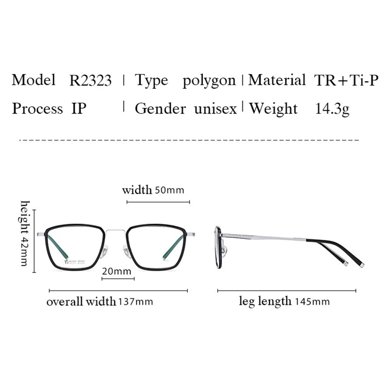 Hotocki Women's Full Rim Square Tr 90 Titanium Eyeglasses 72323