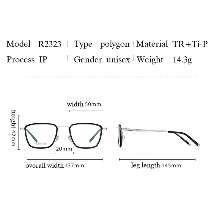 Hotocki Women's Full Rim Square Tr 90 Titanium Eyeglasses 72323