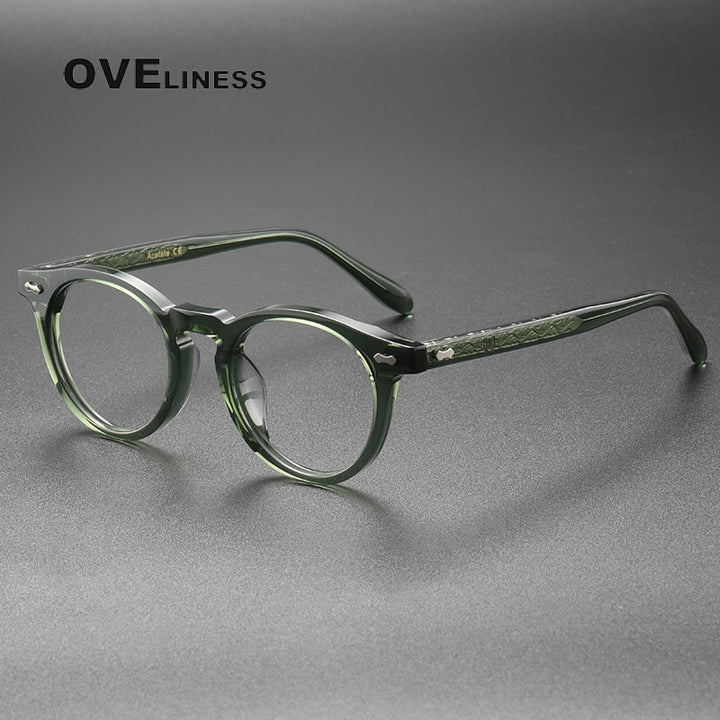 Oveliness Unisex Full Rim Round Acetate Titanium Eyeglasses 505 Full Rim Oveliness green