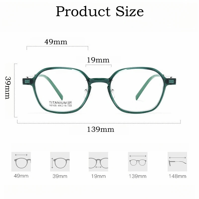 Yimaruili Unisex Full Rim Polygon Tr 90 Titanium Eyeglasses  Y16105 Full Rim Yimaruili Eyeglasses