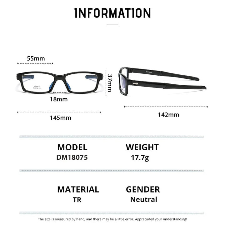Gmei Men's Full Rim Rectangle Tr 90 Titanium Sport Eyeglasses Full Rim Gmei Optical
