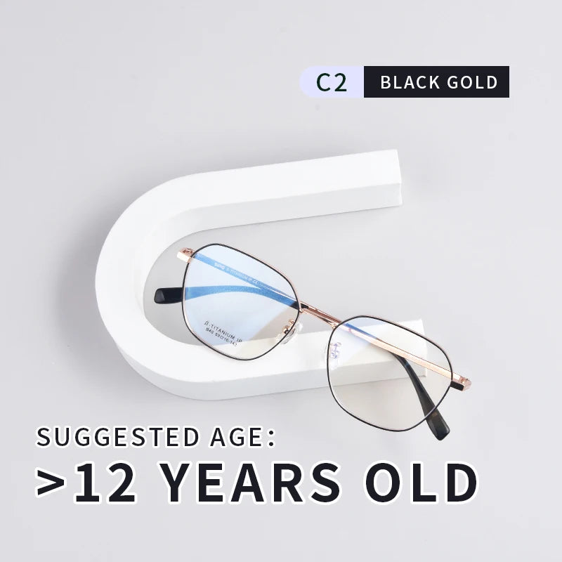 Secg Unisex Youth's Full Rim Polygon Oval Titanium Eyeglasses 216140