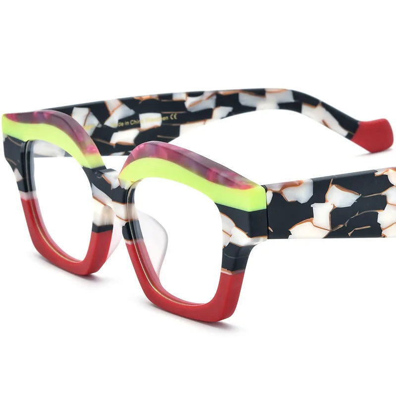 CCspace Unisex Full Rim Square Acetate Eyeglasses 57163 Full Rim CCspace Red