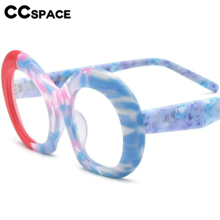 CCspace Unisex Full Rim Round Acetate Eyeglasses 57053 Full Rim CCspace