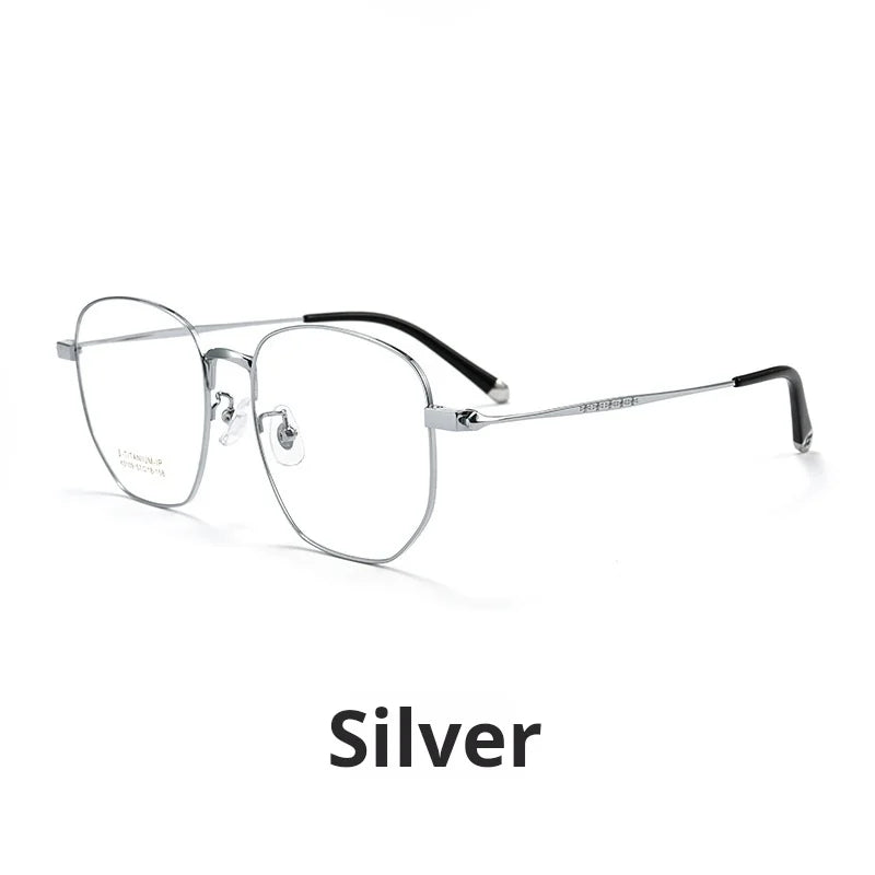 Momoja Unisex Full Rim Big Polygon Titanium Eyeglasses 75109