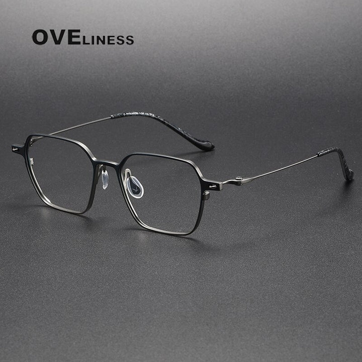 Oveliness Unisex Full Rim Square Titanium Eyeglasses 8202318 Full Rim Oveliness blue gun  