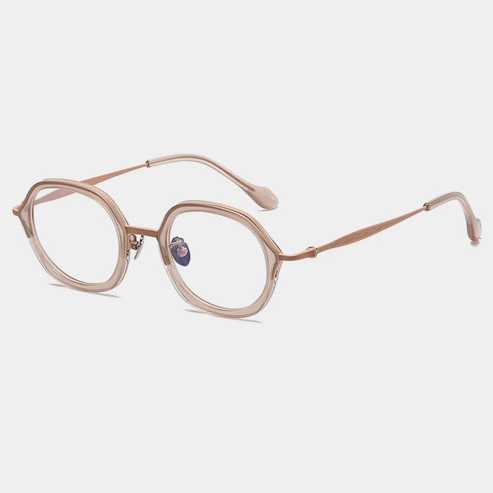 Gatenac Unisex Full Rim Square Acetate Titanium Eyeglasses Gxyj1461 Full Rim Gatenac Pink