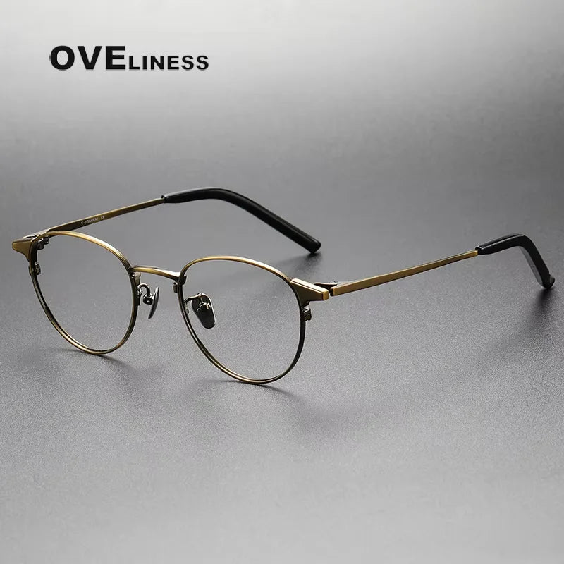 Oveliness Women's Full Rim Round Acetate Titanium Eyeglasses 20960