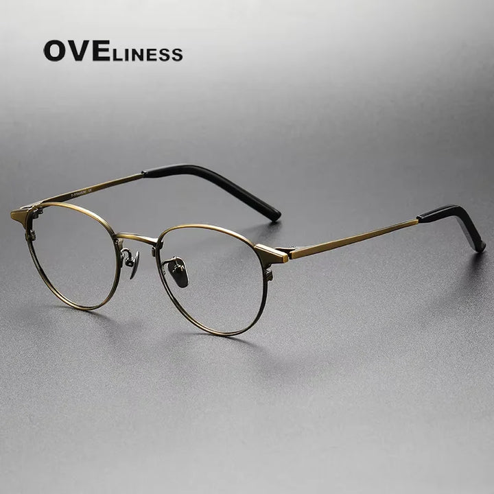 Oveliness Women's Full Rim Round Acetate Titanium Eyeglasses 20960
