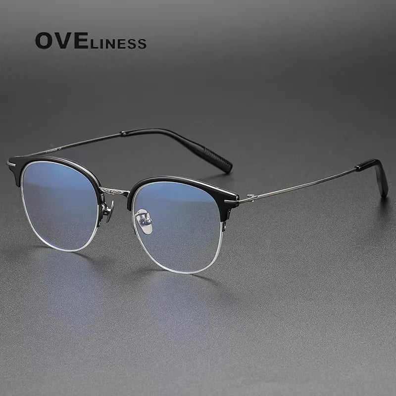 Oveliness Women's Full Rim Round Acetate Titanium Eyeglasses 80988