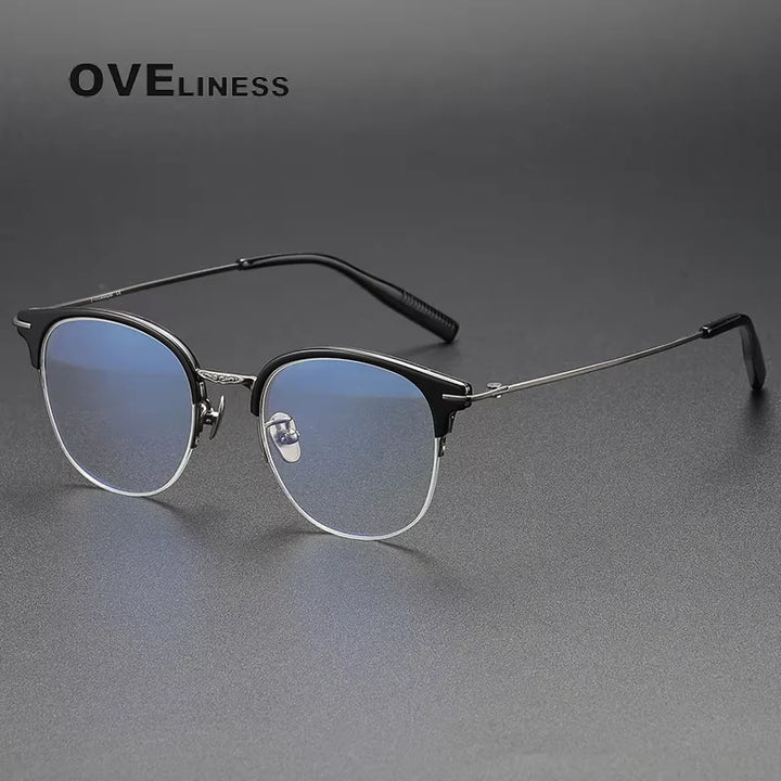 Oveliness Women's Full Rim Round Acetate Titanium Eyeglasses 80988