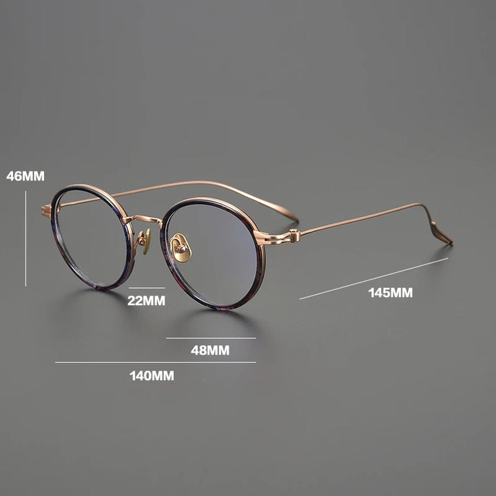Gatenac Unisex Full Rim Round Acetate Titanium Eyeglasses Gxyj1552