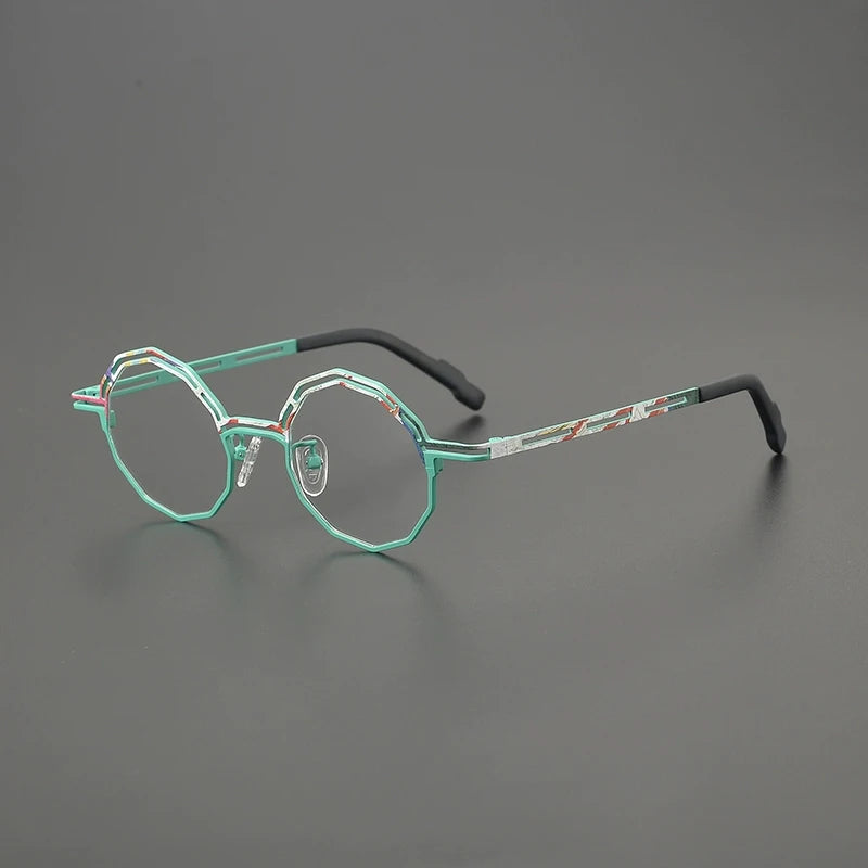 Gatenac Women's Full Rim Polygon Round Titanium Eyeglasses G85888